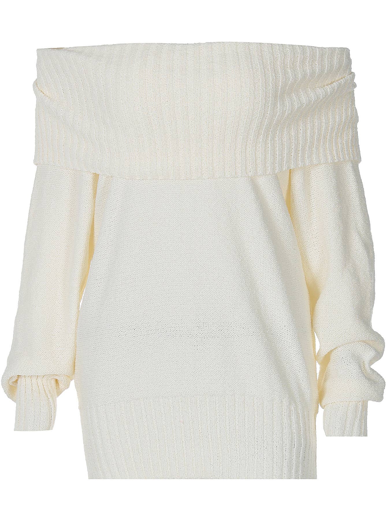 SLOUCHY OFF-THE-SHOULDER SOLID COLOR KNIT