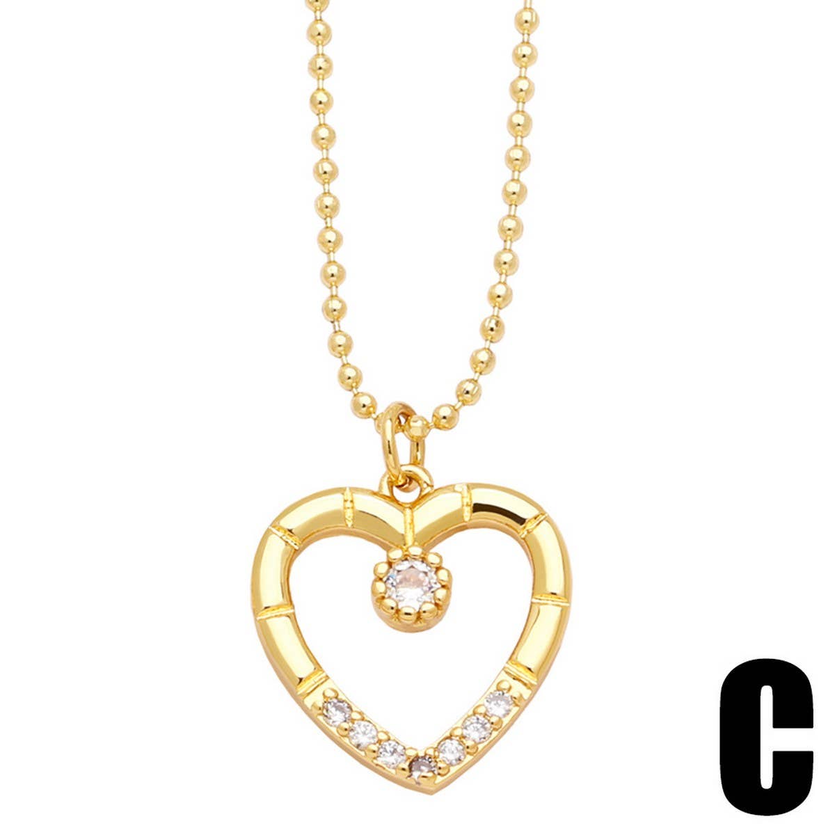 MOON STAR HEART PENDANT NECKLACE