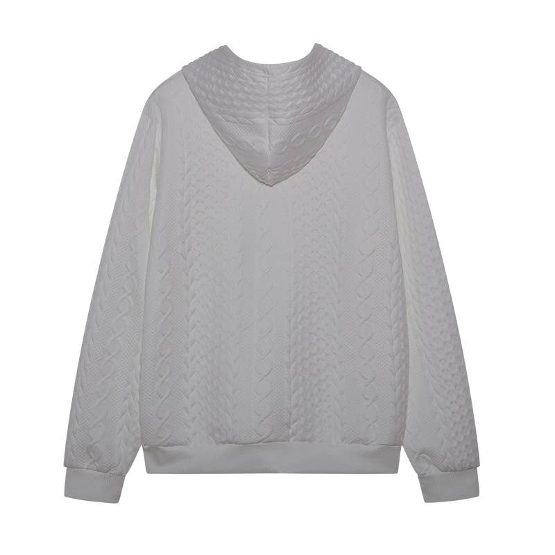 Jacquard laced long-sleeved hooded sweatshirt