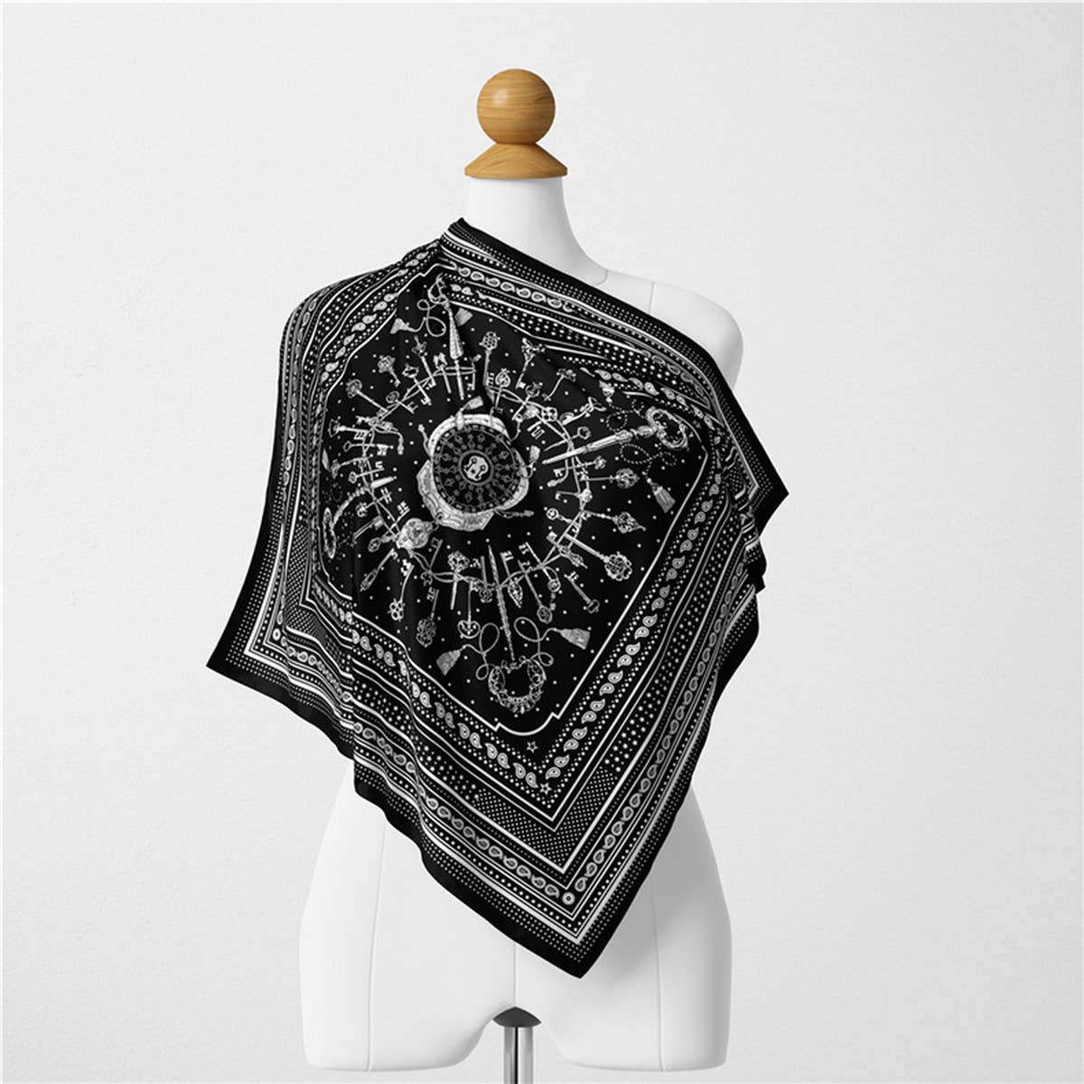 Faux Silk Paisley Print Scarf - Vintage Neck Wrap