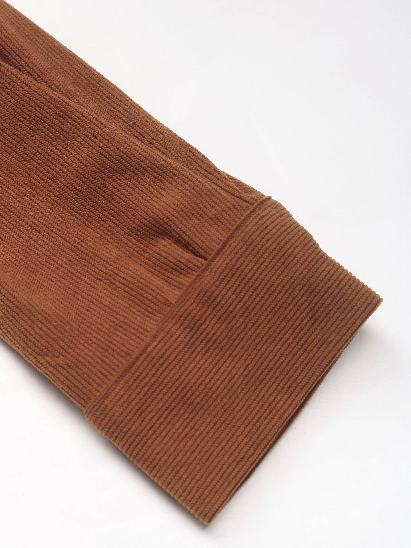 Lapel and lace corduroy shirt dress