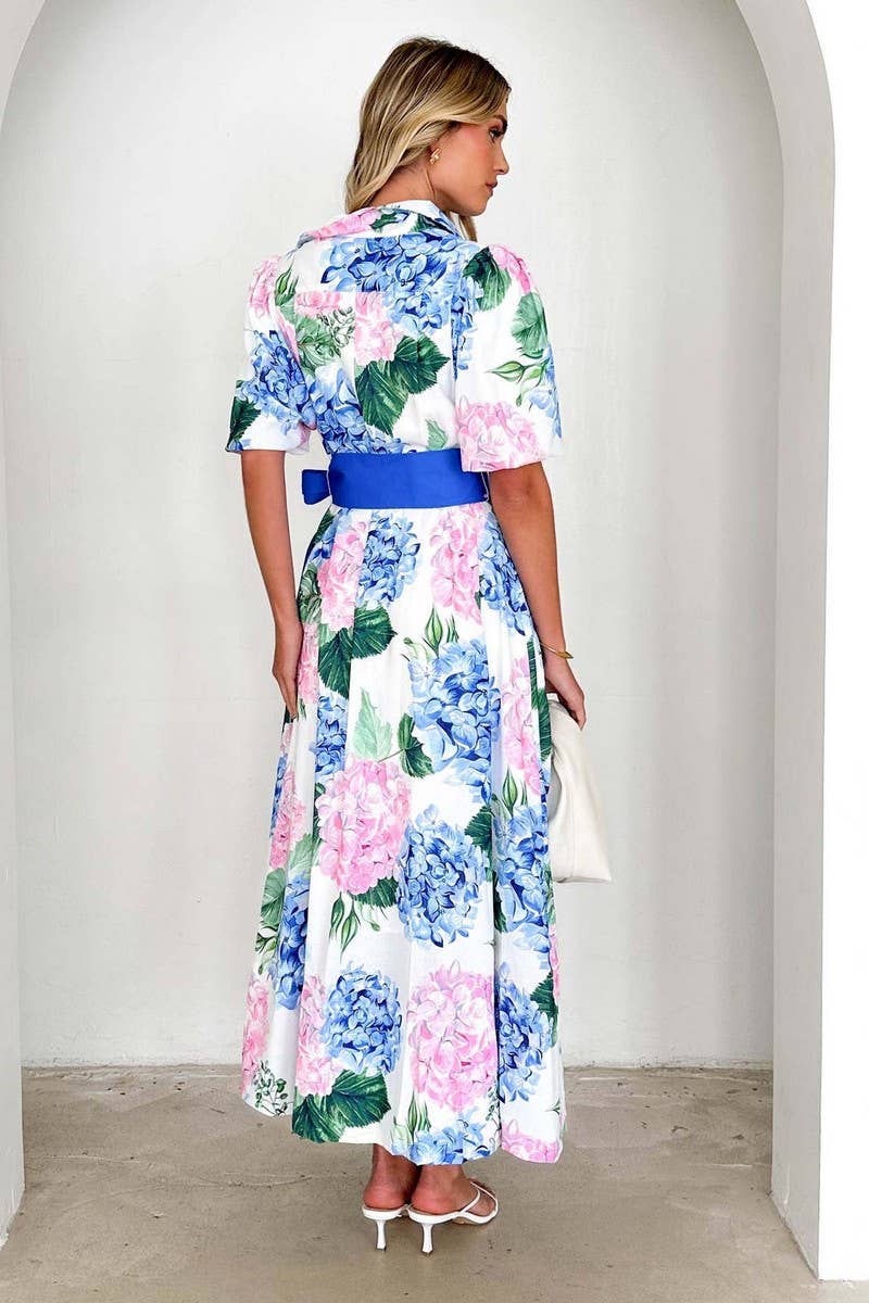 CWDMD5574_BOHO FLORAL PRINT BELTED A-LINE DRESS