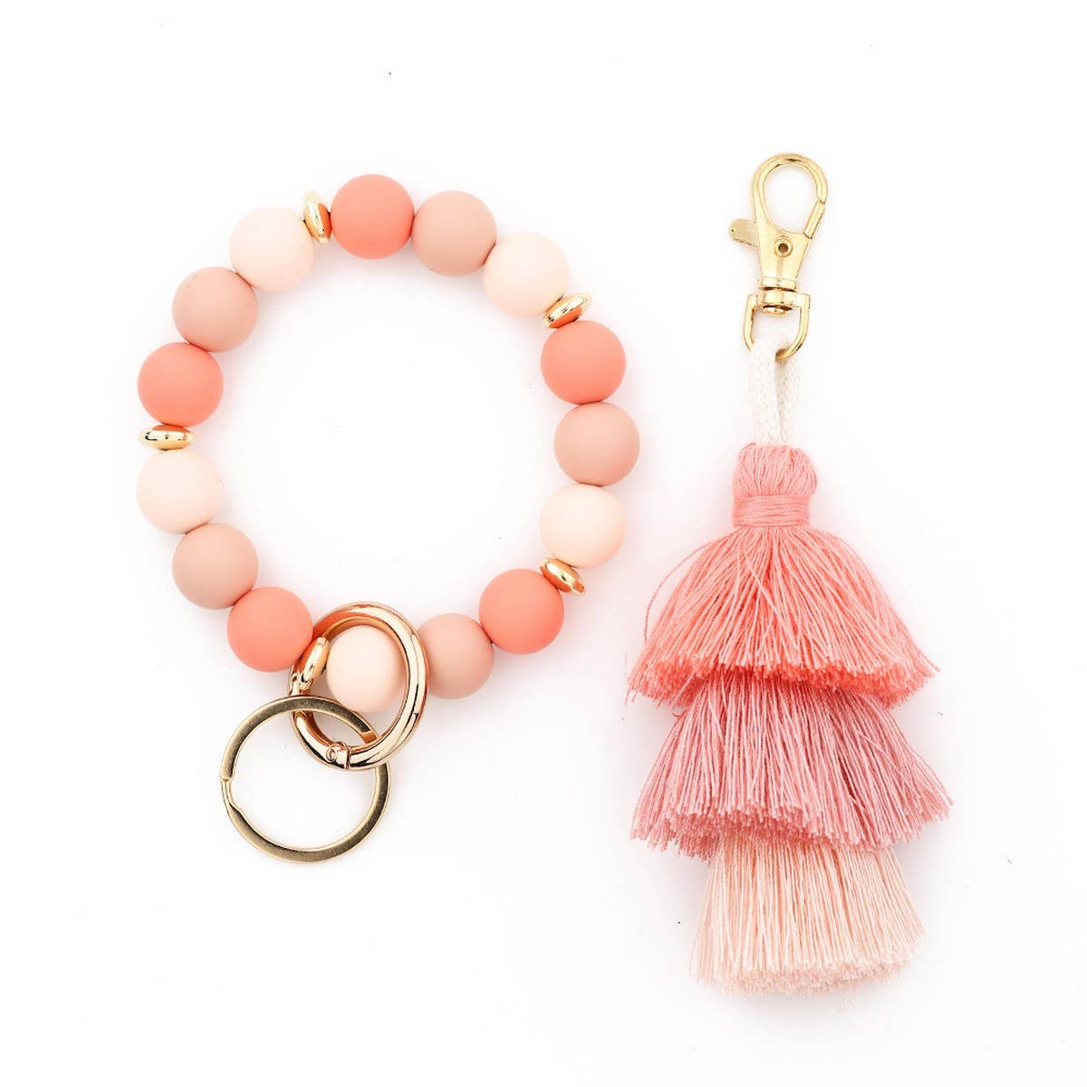 Women??¢s Tassel Silicone Bead Keychain Bracelet_CWAB5029