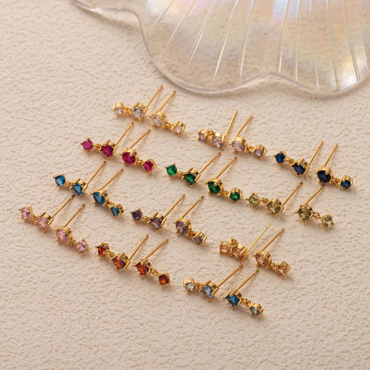 Birthstone Stud Earrings Zodiac Colorfast Material_CWAJE5104