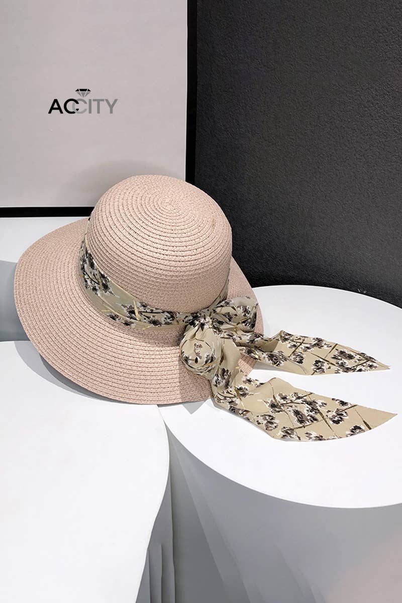 WIDE BRIM BOWKNOT  FASHION STRAW HAT_CWAH0466