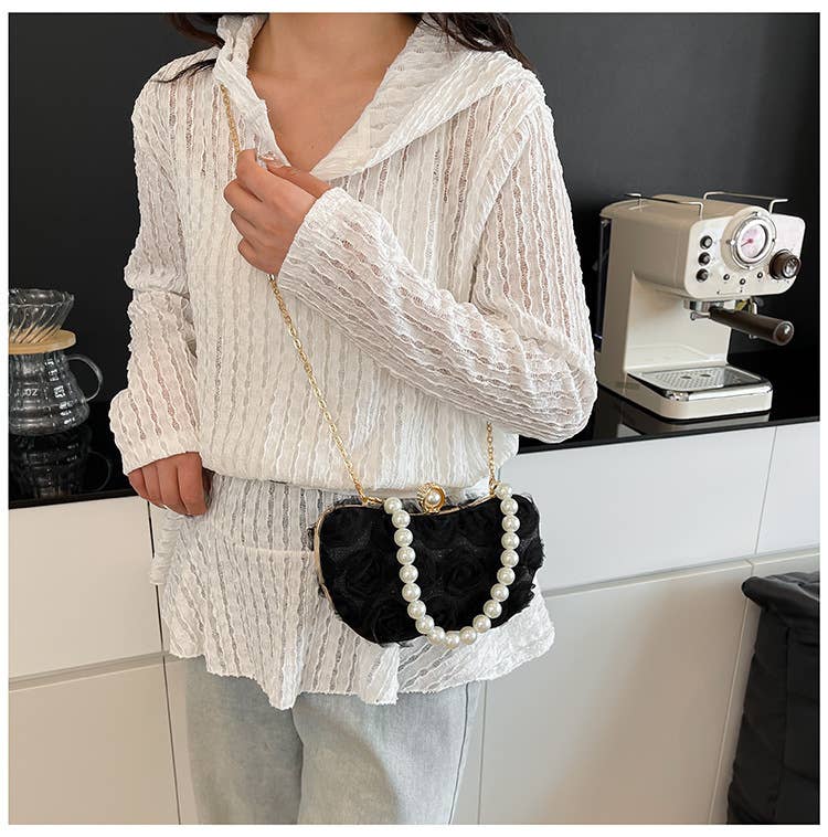 Floral hand-held Chinese-style crossbody bag