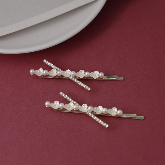 FLOWER PEARL BANGS CLIP ONE-LINE CLIP CUTE HAIRPIN
