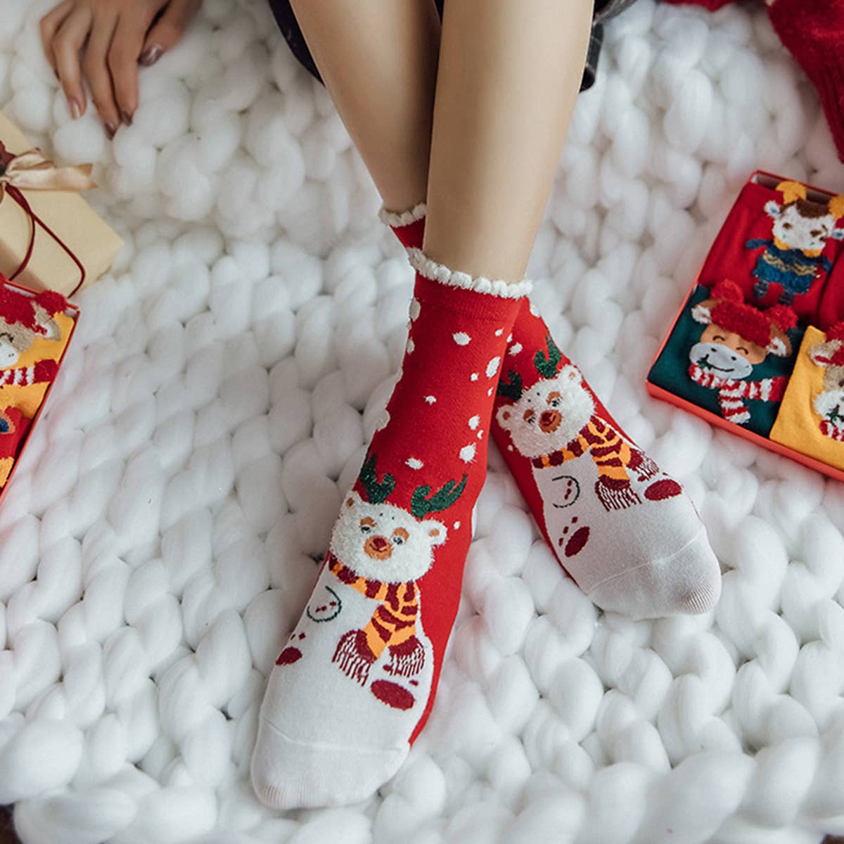 WARM CARTOON ANIMAL CHRISTMAS SOCKS