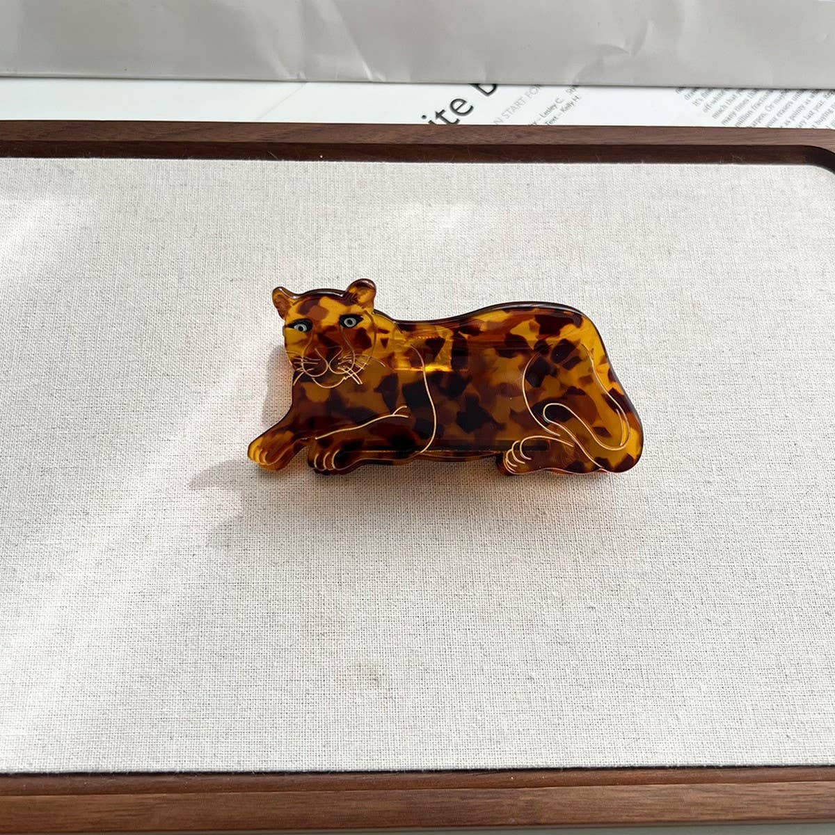 Cartoon Leopard Hair Claw ??Acetate Animal Clip_CWAHA5760