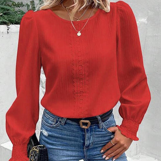 TEMPERAMENT LACE PATCHWORK BLOUSE