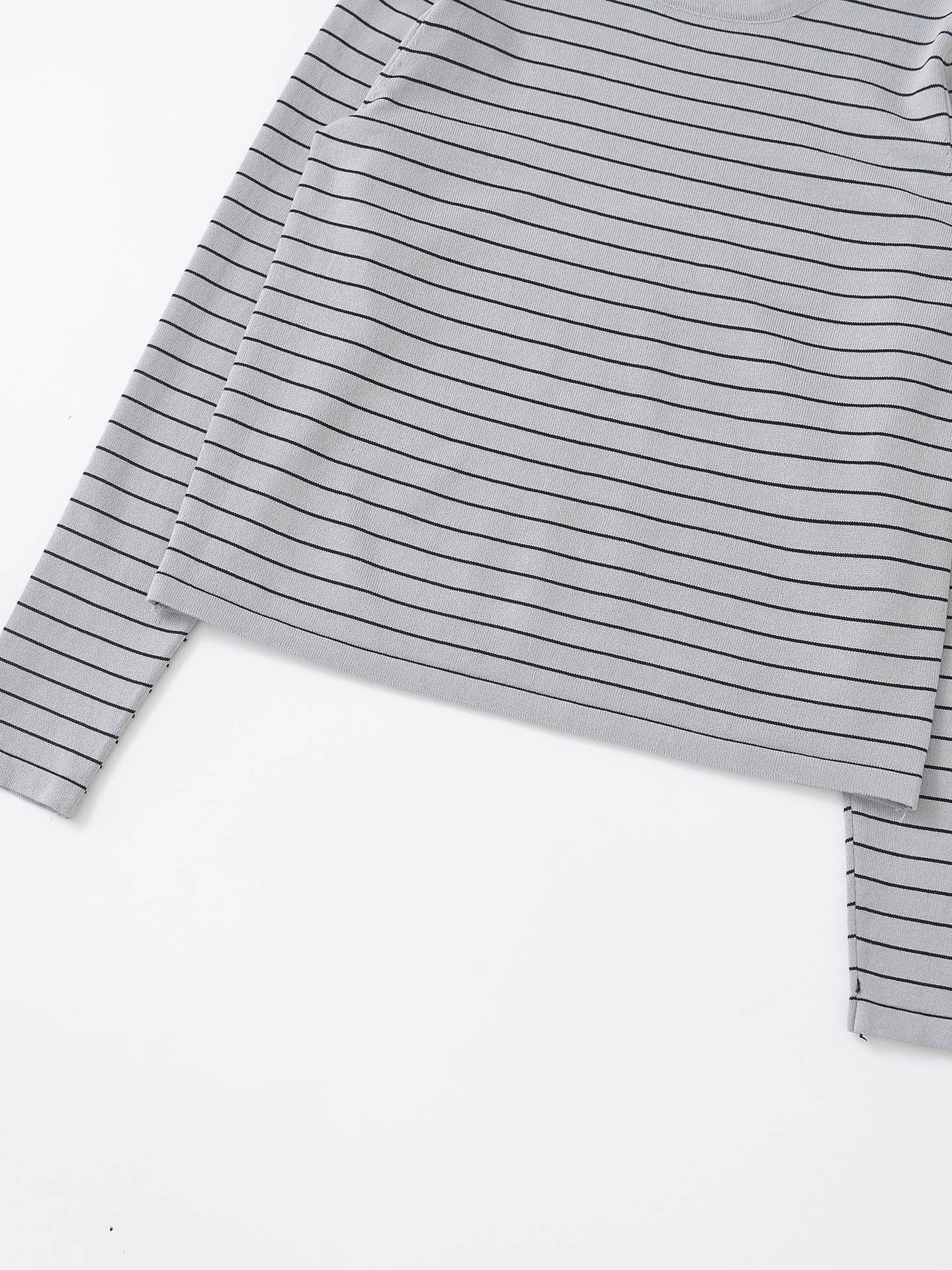 SLIM LONG-SLEEVED STRIPED STRETCH SWEATER