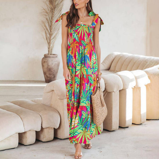 Long holiday dress with strap wrap