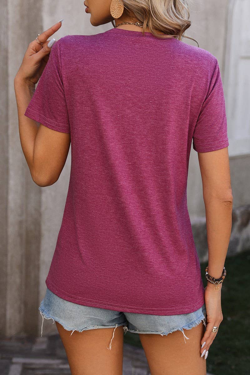 Cwtts0777_Round Neck Short Sleeved Top