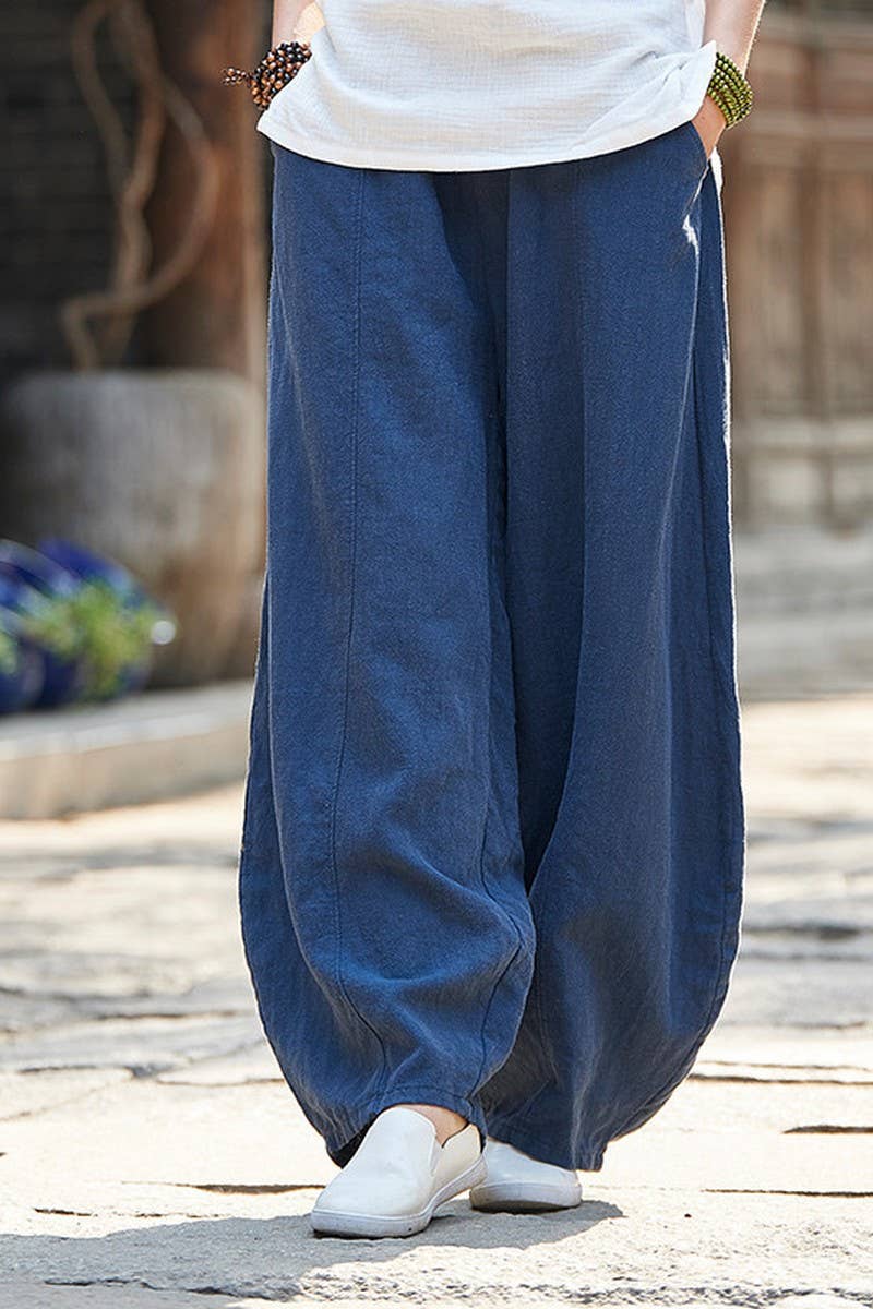 CWBLP1375_COTTON AND LINEN WASHED LOOSE CASUAL BLOOMERS