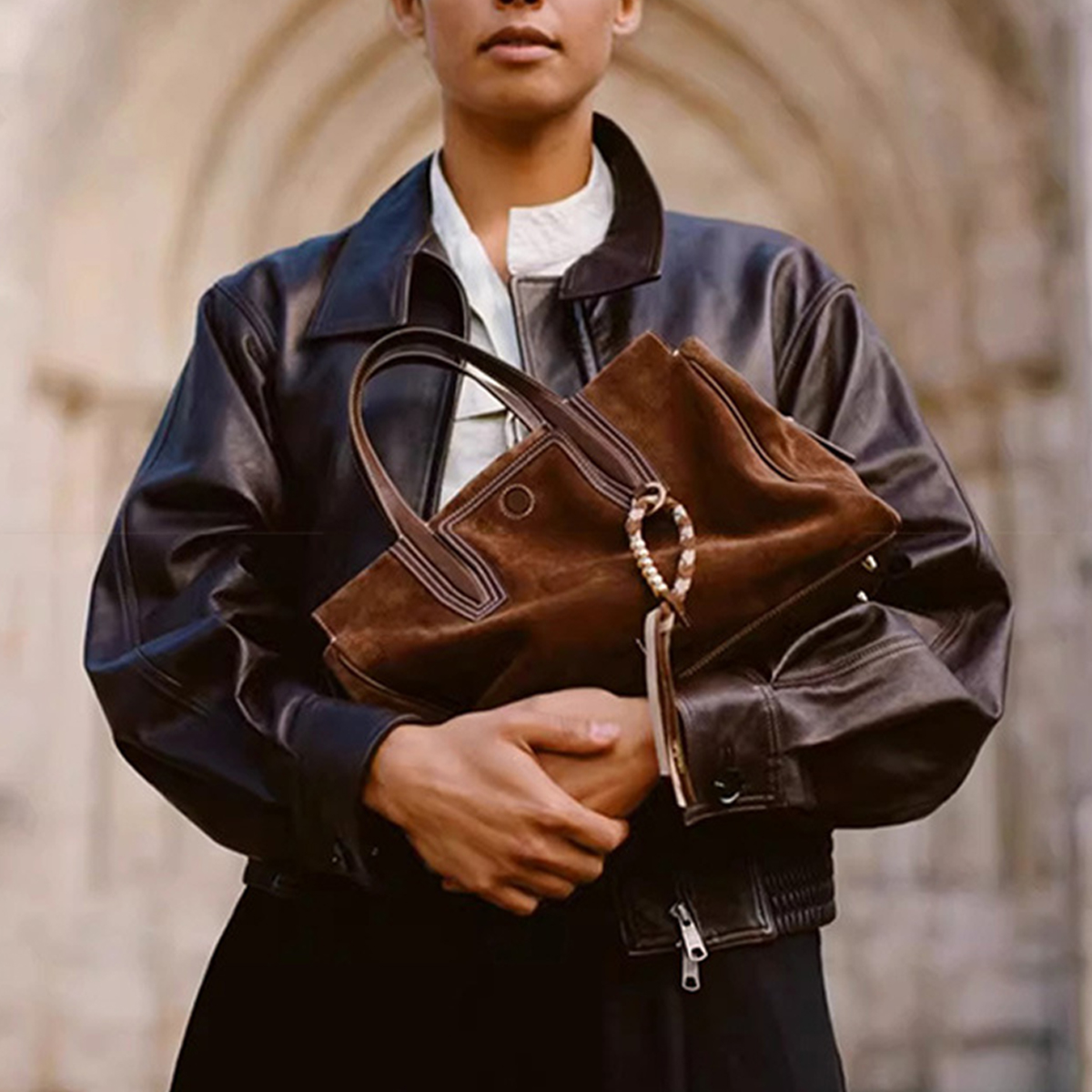 Suede Travel Bag ??Vintage Boston Shoulder Purse_CWAB5330