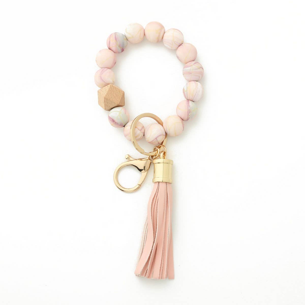 Leopard Print Silicone Bead Bracelet Keychain