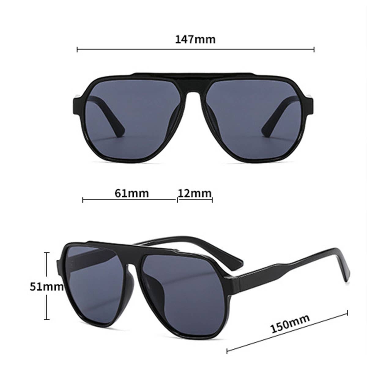 Modern Flat-Top Oversized Ocean Lens Sunglasses