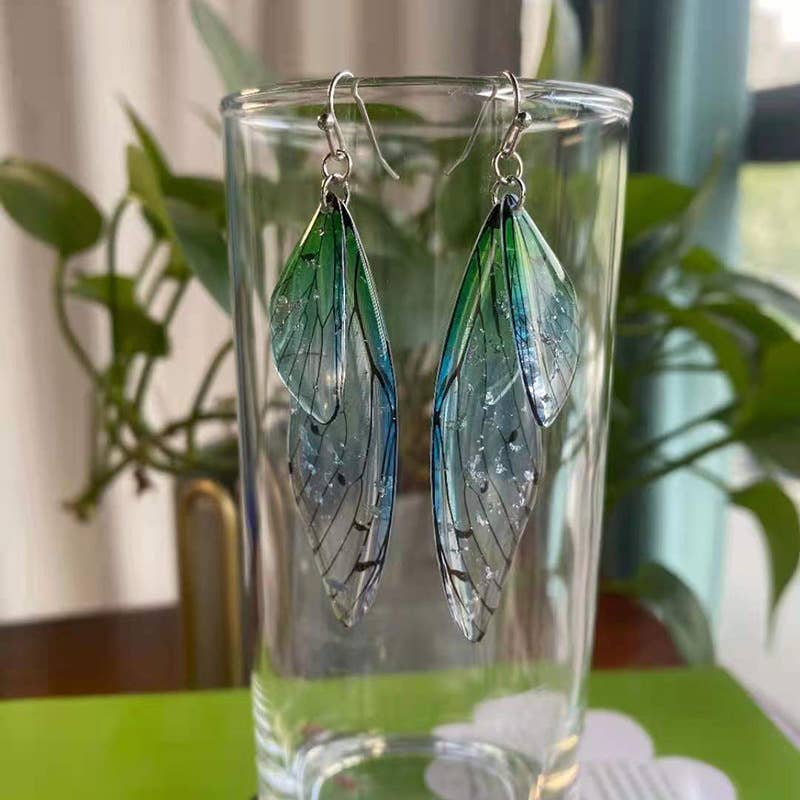 S925 Silver Cicada Wing Wing Butterfly Earrings