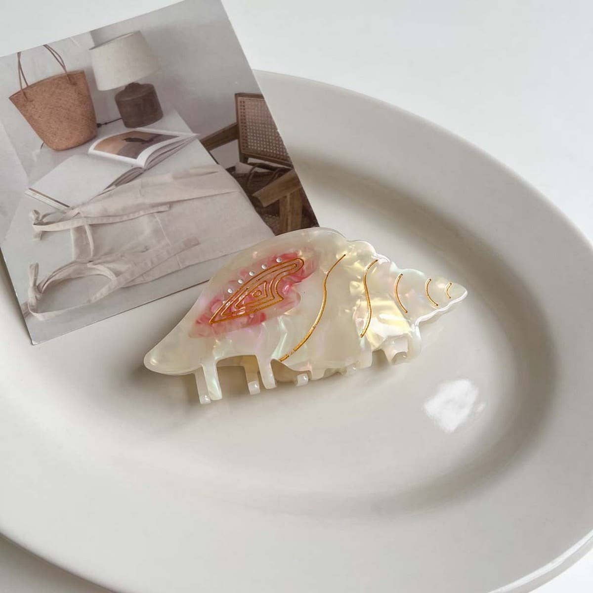 Sea Shell & Lobster Hair Claw, Ocean Animal Clip