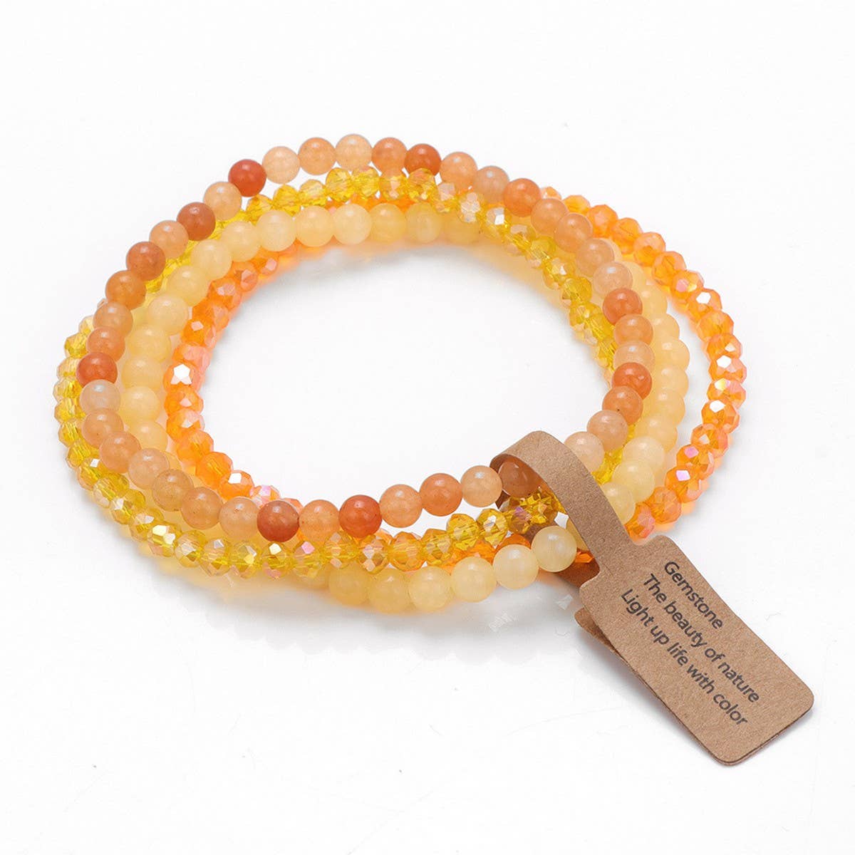 CWAJE4304_GLASS BEAD STONE BEADED FOUR-PIECE BRACELET