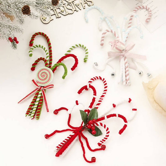 Christmas Candy Cane Bell Bouquet Ornament_CWAJE5290
