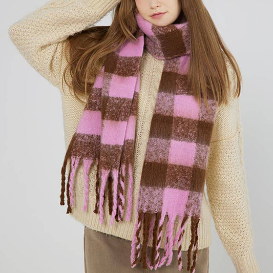 Black & White Plaid Faux Cashmere Scarf_CWASC0324