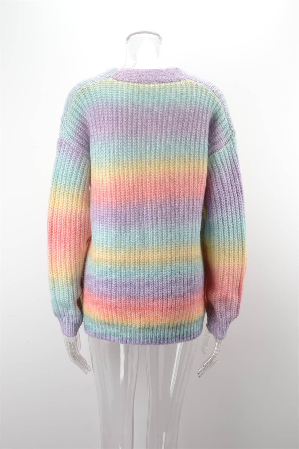 Gradient Rainbow Color Single Breasted Cardigan