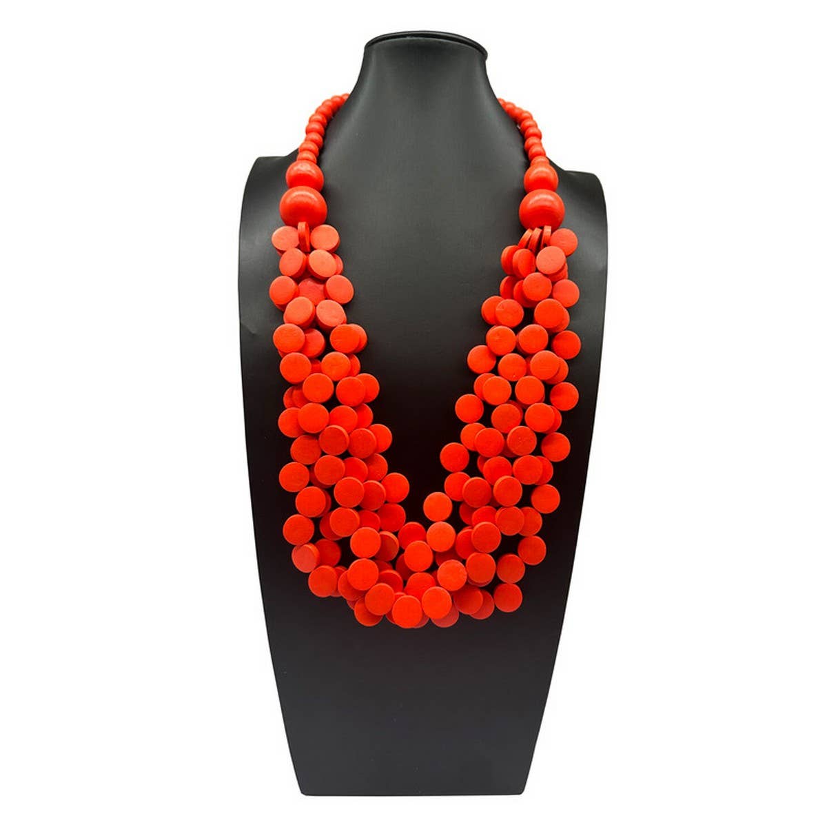 COLORFUL WOODEN BEADS MULTI-LAYERED BEADED NECKLACE