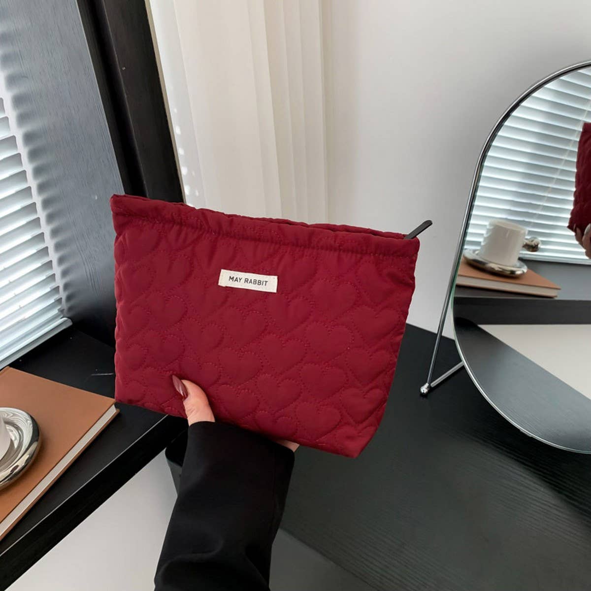 NEW COTTON HEART HAND-HELD PORTABLE COSMETIC BAG_CWAB4404