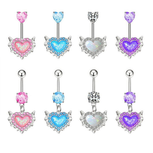 Heart Opal Zircon Belly Button Ring