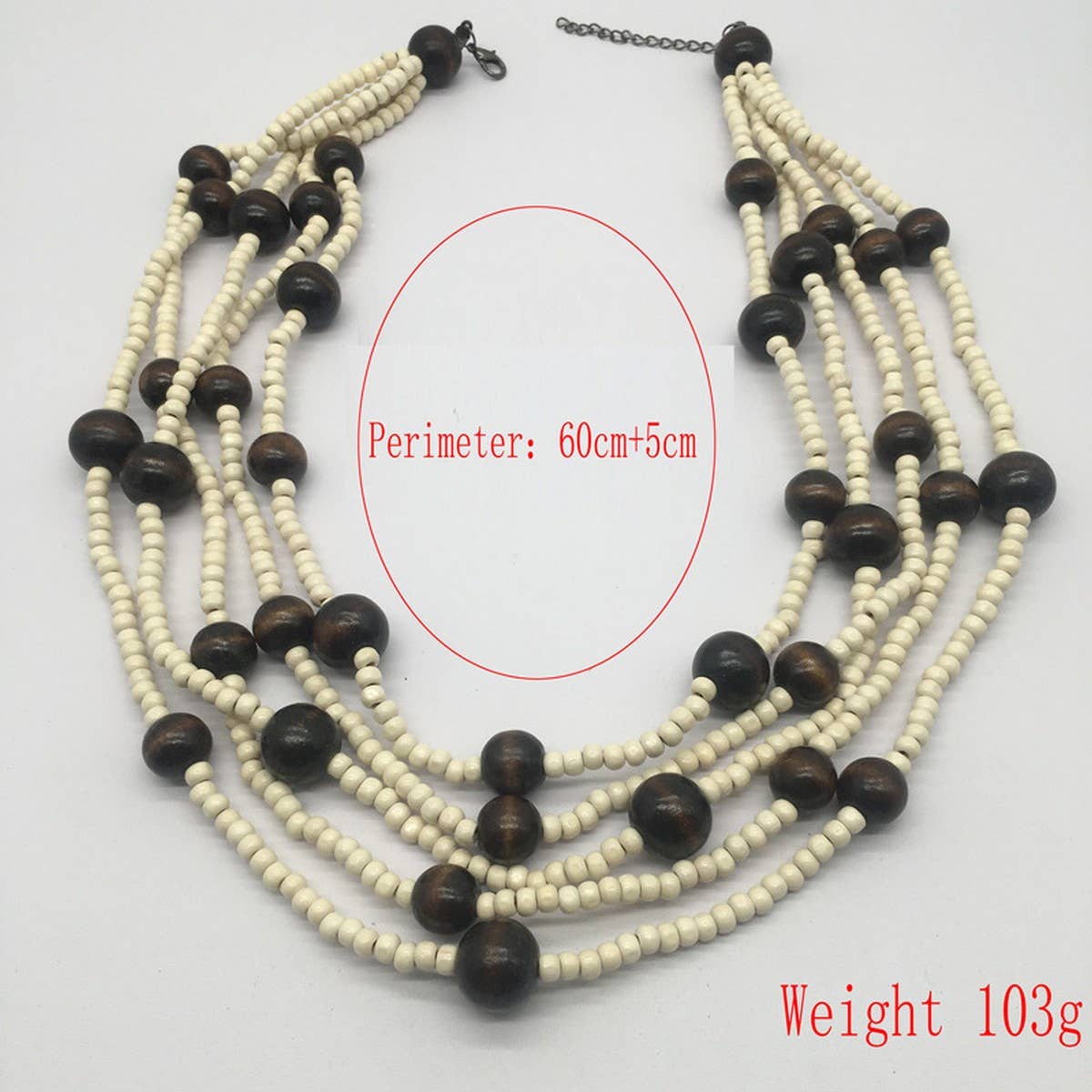 MULTI-LAYERED WOODEN BEAD BOHEMIAN NECKLACE