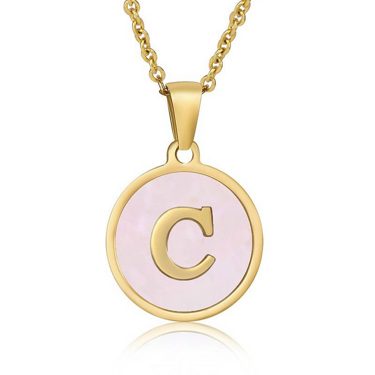 ROUND 18K GOLD STAINLESS STEEL 26LETTERS NECKLACE