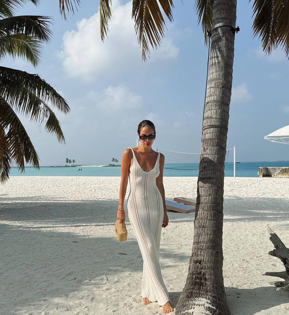 BARE BACKPACK HIP KNITTED BEACH SKIRT SMOCK DRESS