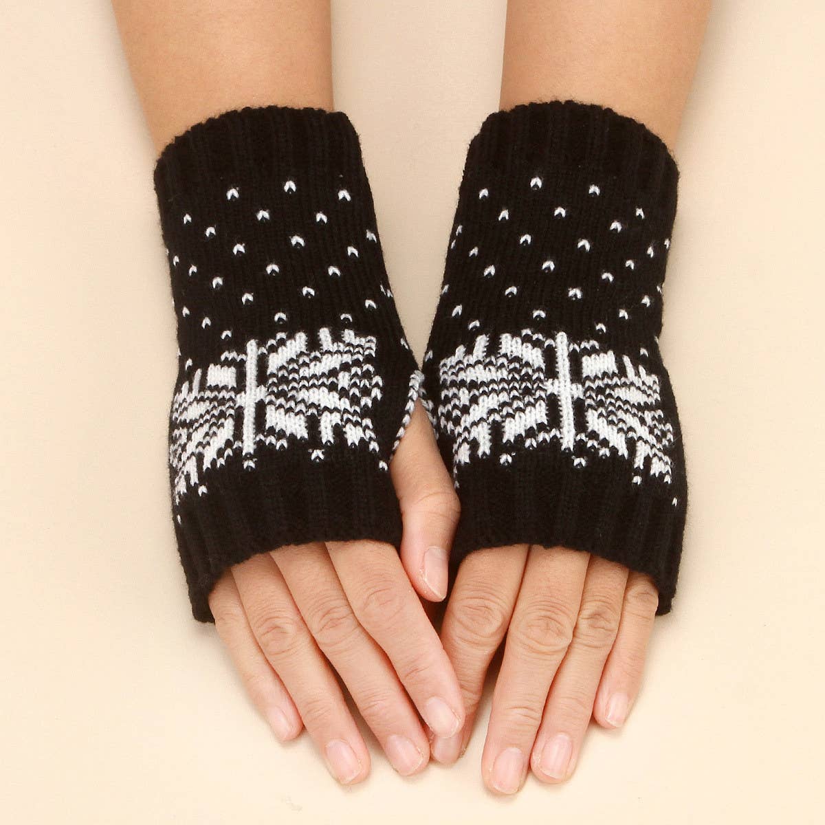 CHRISTMAS SNOWFLAKE HALF FINGER WARM GLOVES_CWAG0089