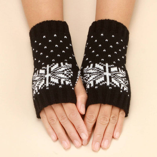 CHRISTMAS SNOWFLAKE HALF FINGER WARM GLOVES_CWAG0089