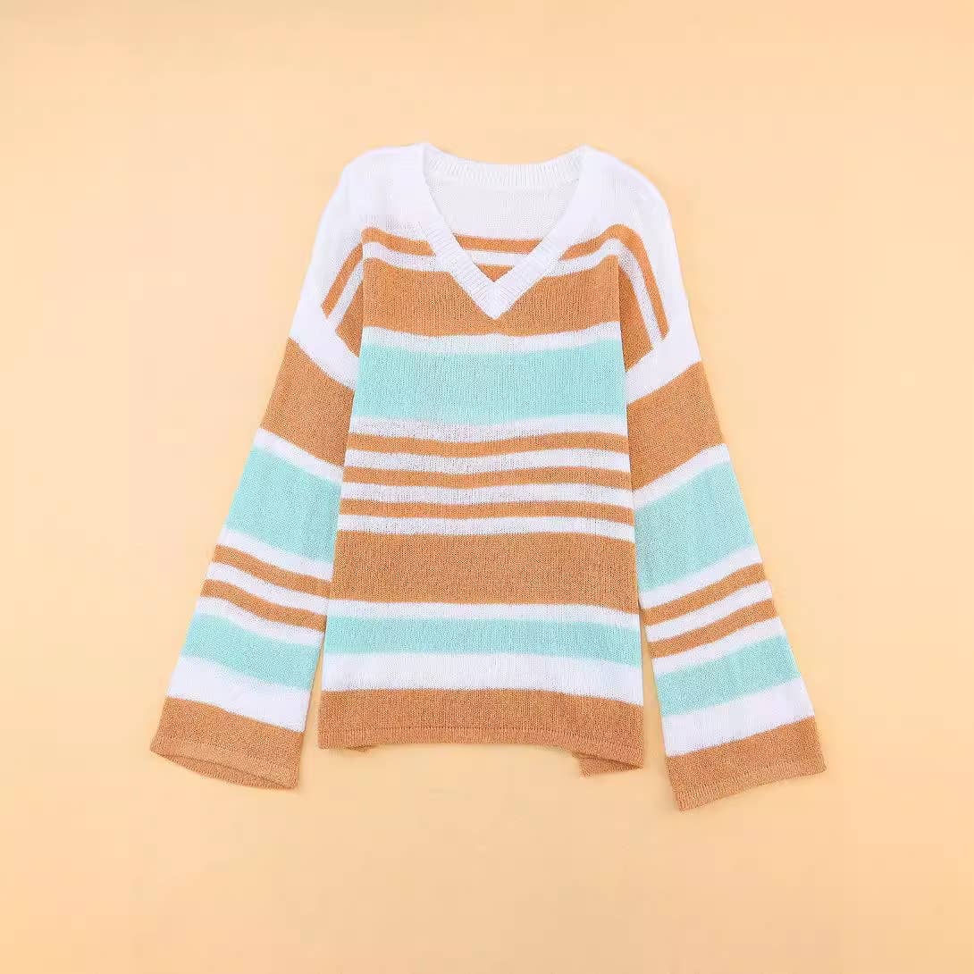 THIN PERSONALIZED SIDE SPLIT V-NECK SWEATER