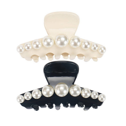 ACETATE PEARL SHARK CLIP HAIRPIN FOR BACK OF HEAD_CWAHA4250