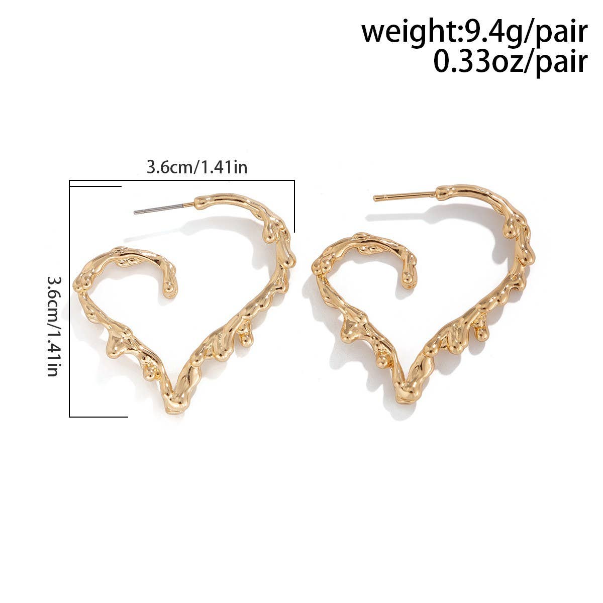 CREATIVE LAVA HEART-SHAPED ASYMMETRICAL EARRINGS