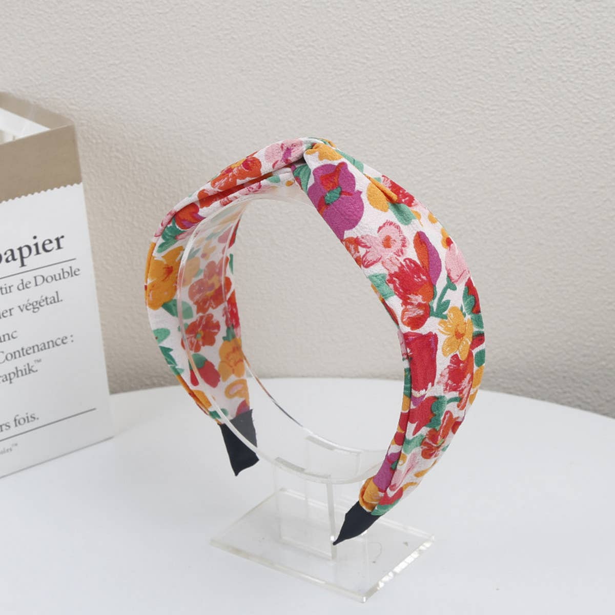 RETRO WIDE-BRIMMED PRINTED CROSS HEADBAND_CWAHA1717