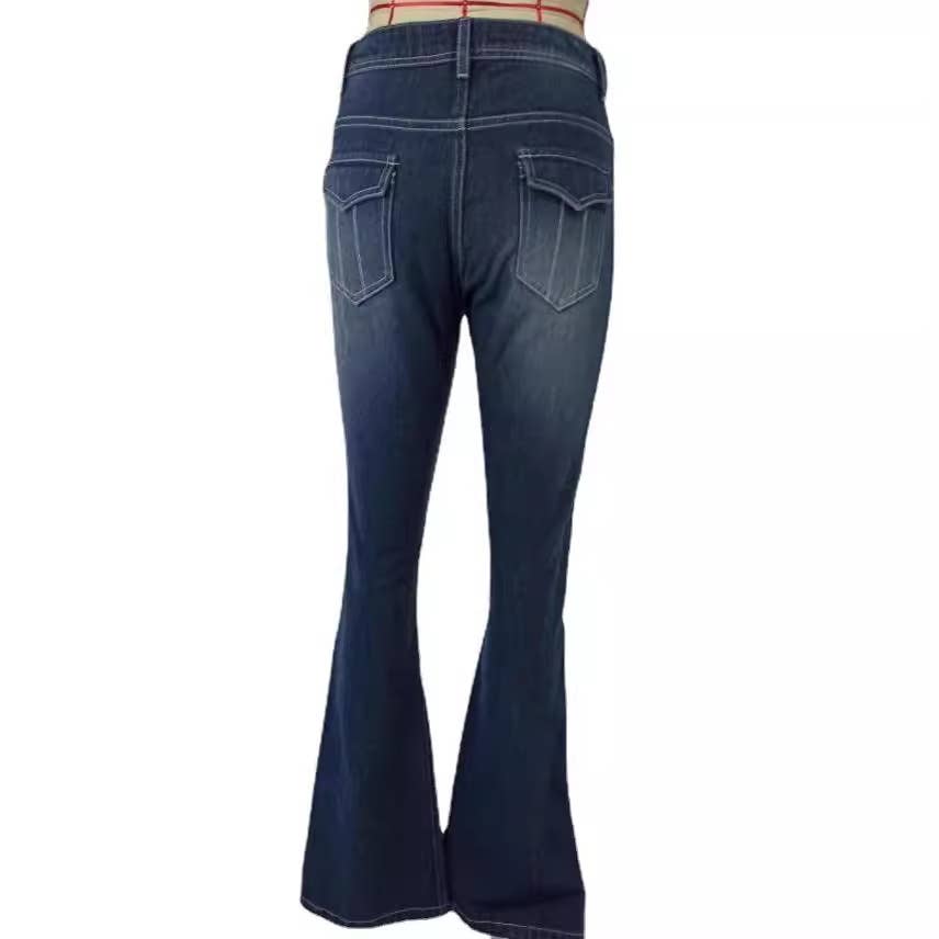 Fashion high-waisted embroidered flared jeans