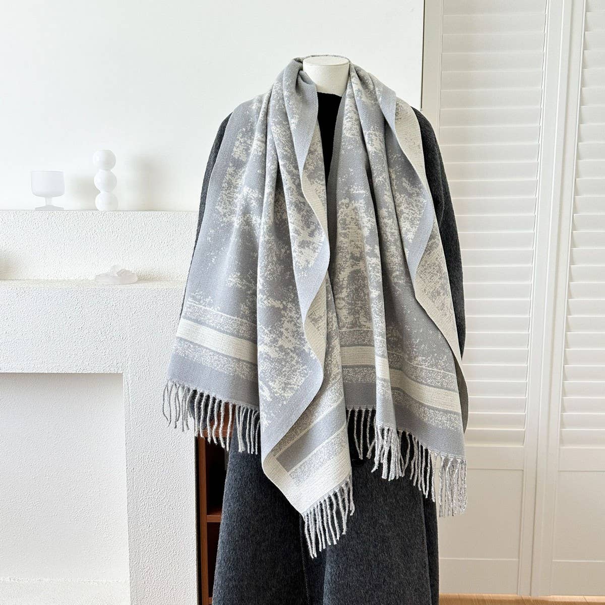 CWASC03141_VINTAGE REVERSIBLE SCARF BOHO WINTER WARM SHAWL