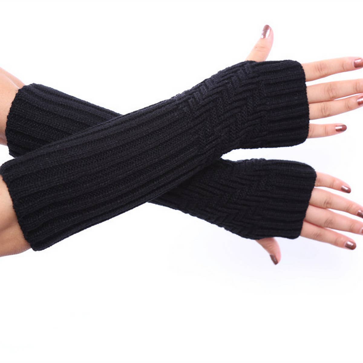 SIMPLE SOLID COLOR STRIPED HALF FINGER GLOVES_CWAG0090