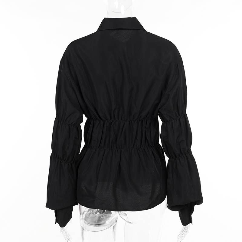 TEMPERAMENT CASUAL PLEATED SHIRT LONG SLEEVE