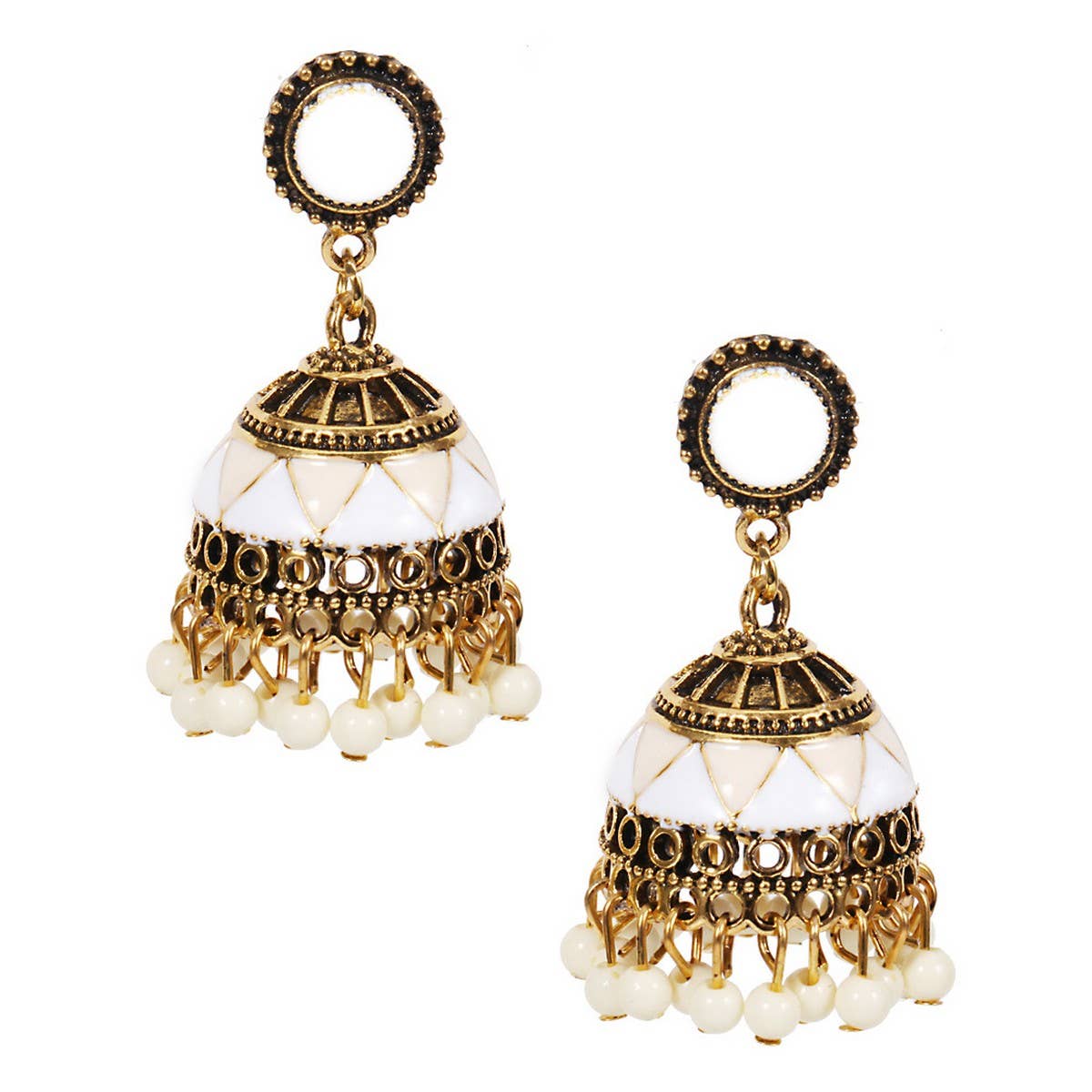 CWAJE05678_BOHO COLORFUL BEADED TASSEL BELL DROP EARRINGS