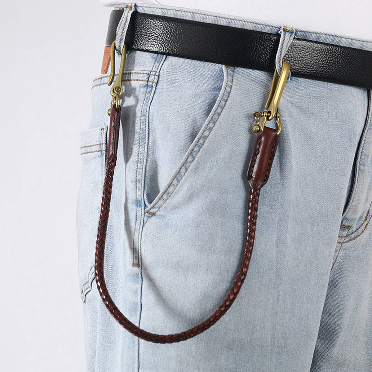 HAND-WOVEN VINTAGE LEATHER TROUSER CHAIN