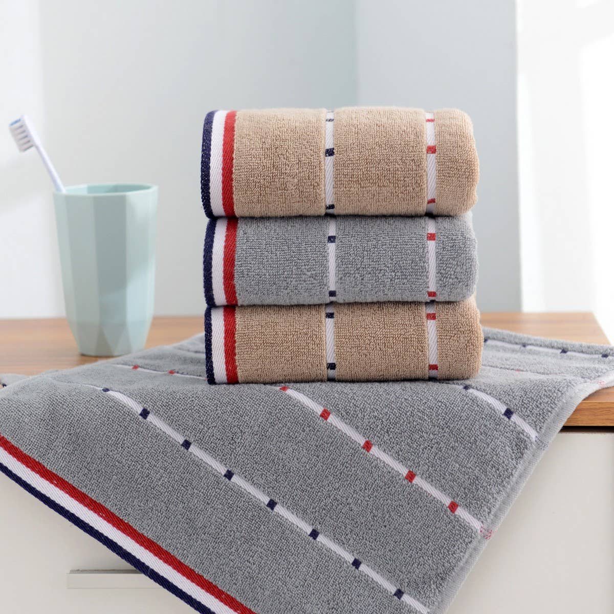 HOUSEHOLD STRIPED COTTON ABSORBENT TOWEL SOFT GIFT