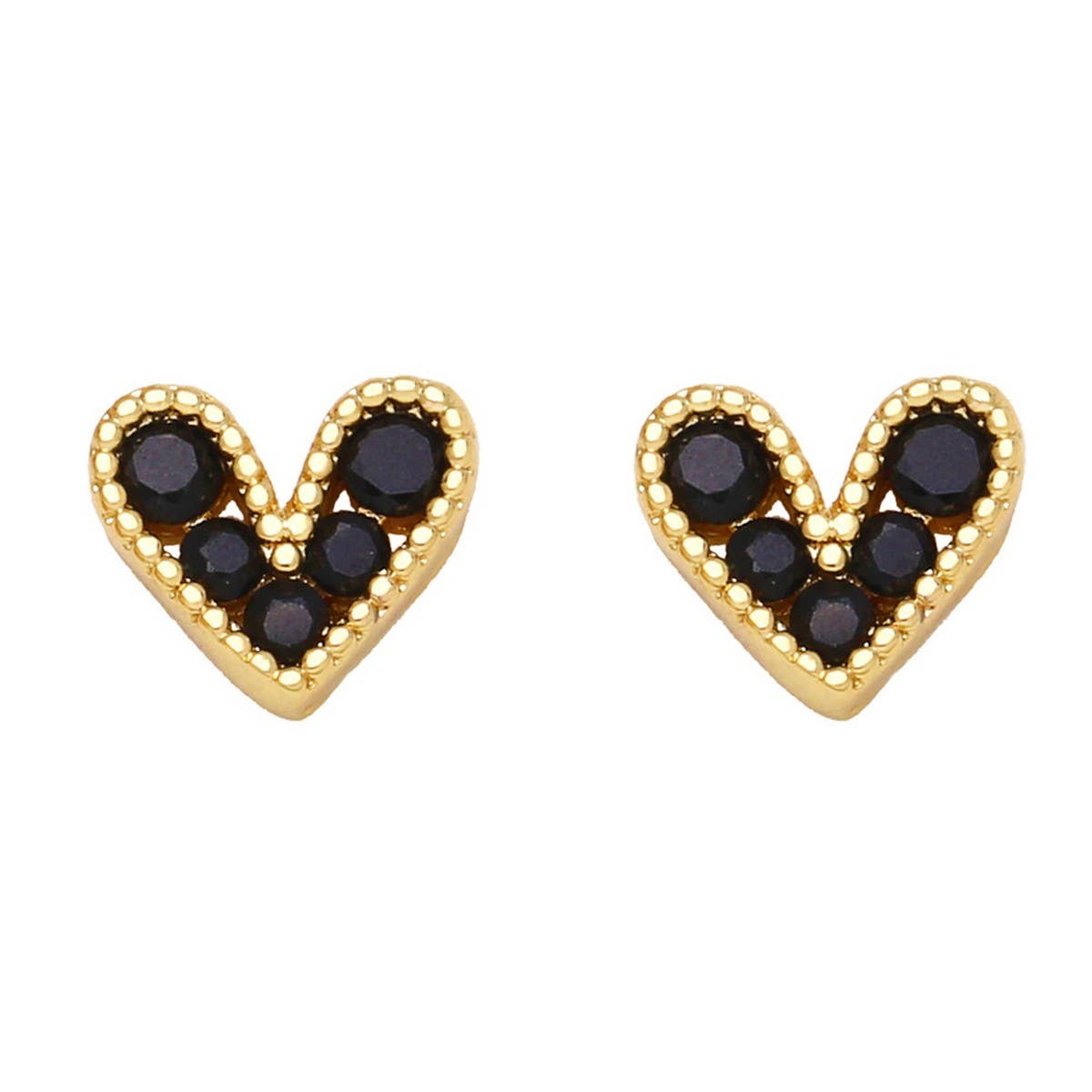 MINI COLORED ZIRCON HEART SHAPED EARRINGS
