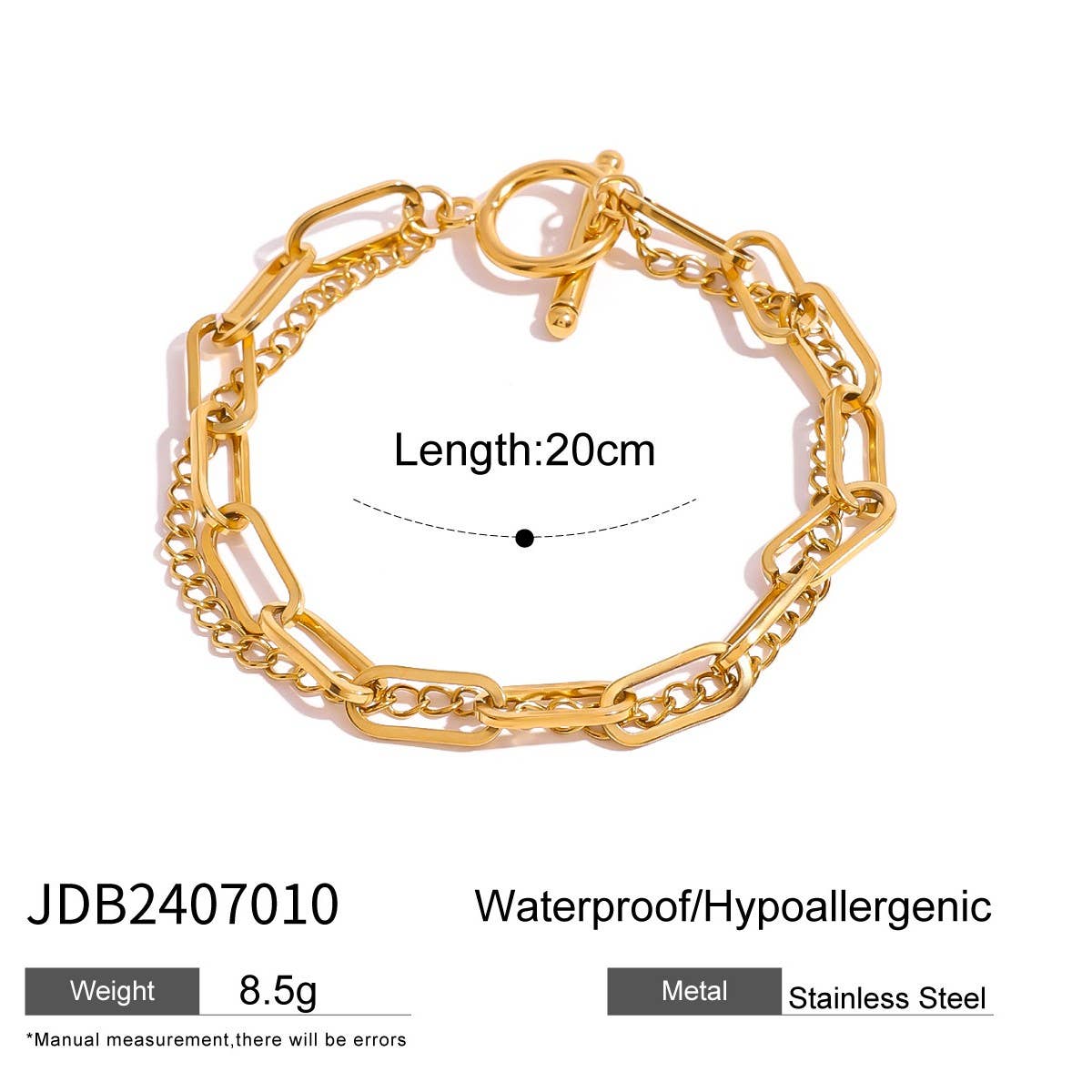 Minimalist 18K Gold Double Layer Chain Bracelet