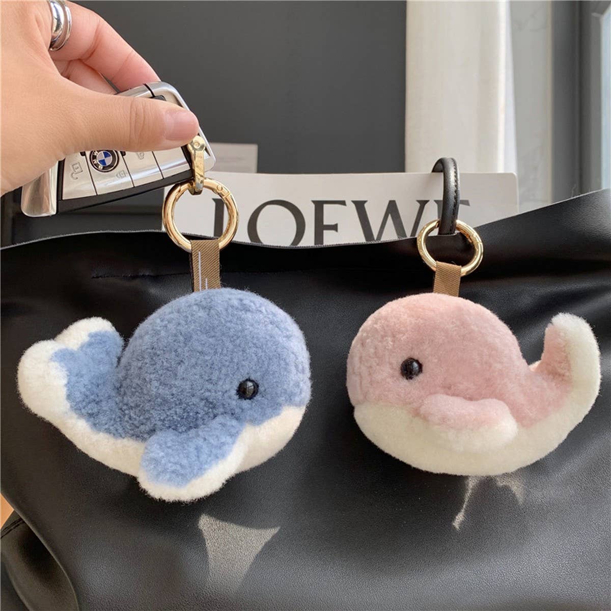 CUTE PLUSH BABY WHALE CAR KEYCHAIN PENDANT