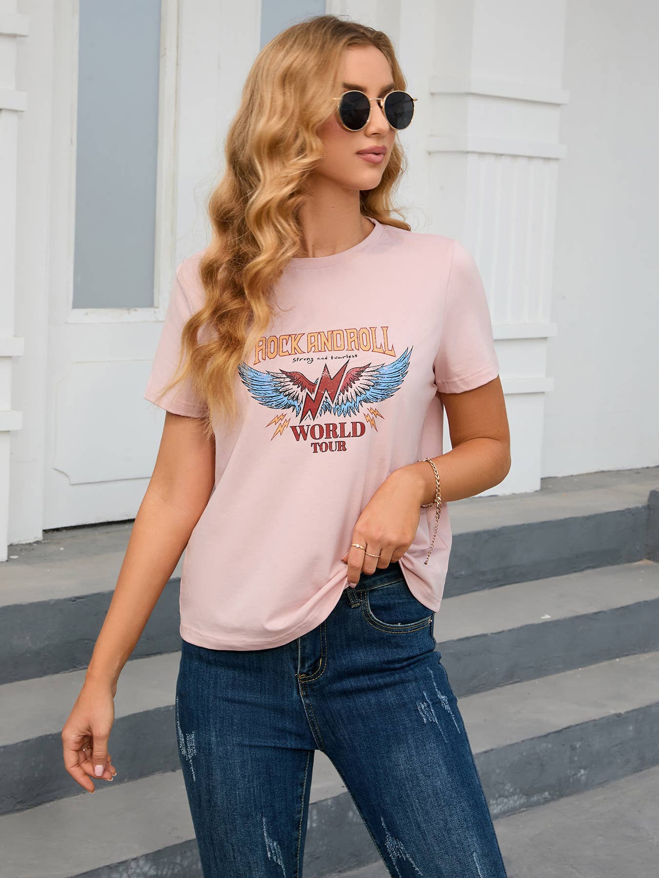 Vintage fun graphic short-sleeved crew-neck Top